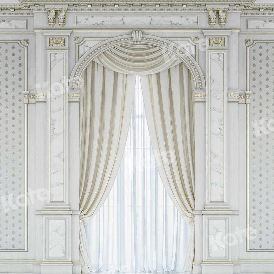 Elegant Marble Archway Draped Window Backdrop