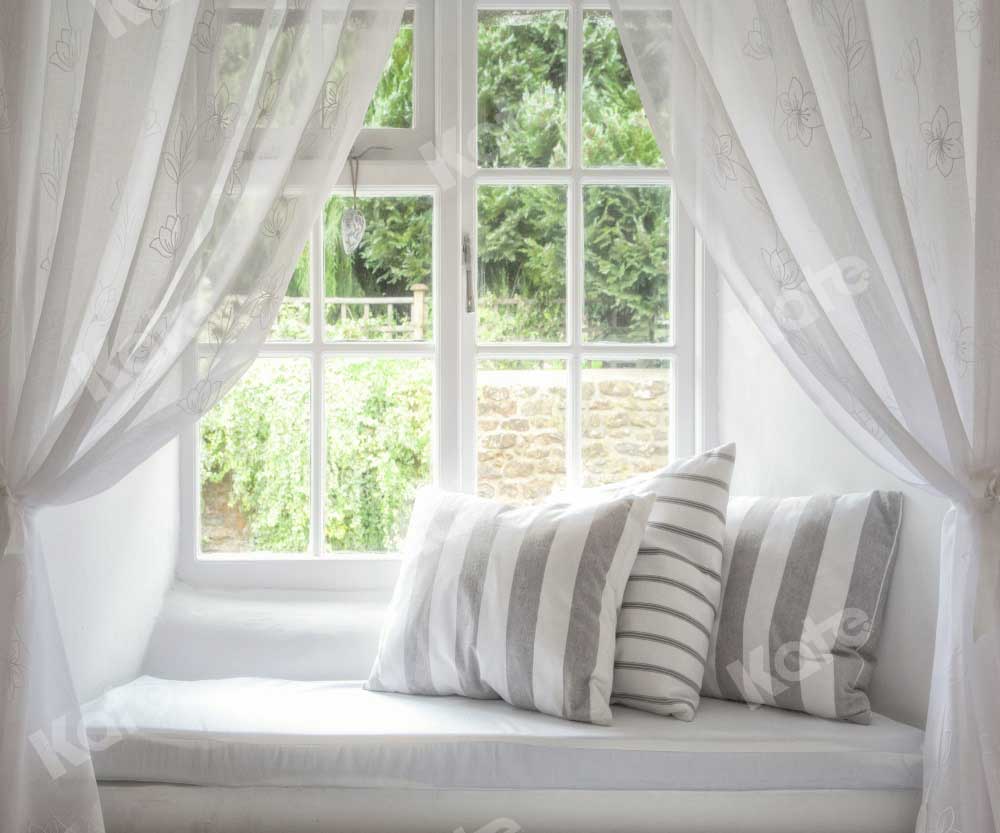 Kate White Window Backdrop Curtain Pillows Designed by Chain Photography