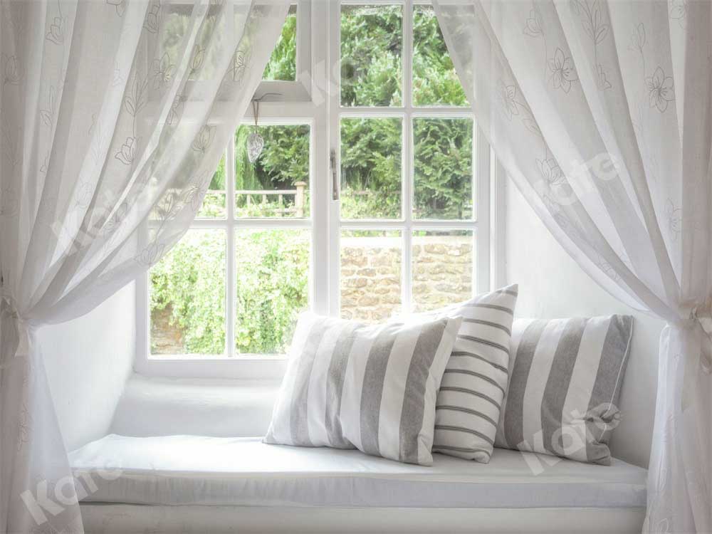 Kate White Window Backdrop Curtain Pillows Designed by Chain Photography