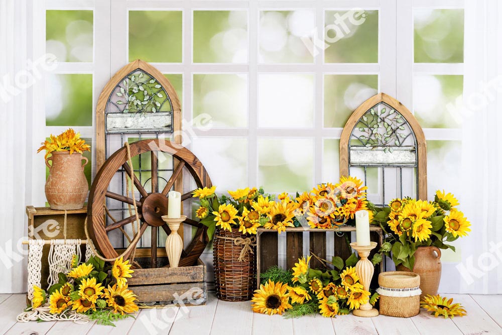 Kate Window Flower Room Backdrop Indoor Sunflower Designed by Emetselch