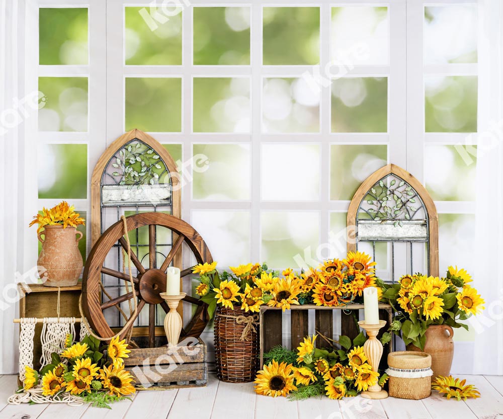 Kate Window Flower Room Backdrop Indoor Sunflower Designed by Emetselch