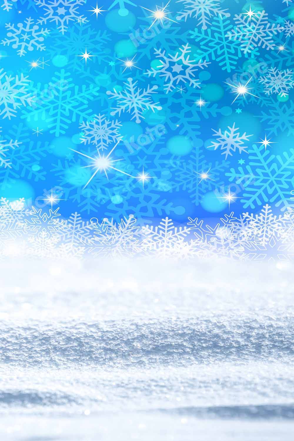 Kate Winter Backdrop Blue Snowflakes Designed by Chain Photography
