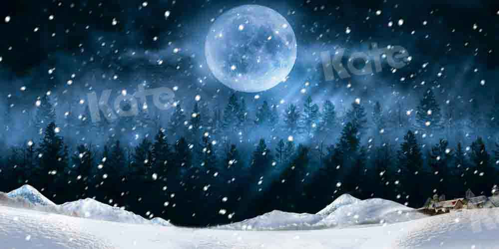 Kate Winter Night Snow Backdrop Designed by Chain Photography