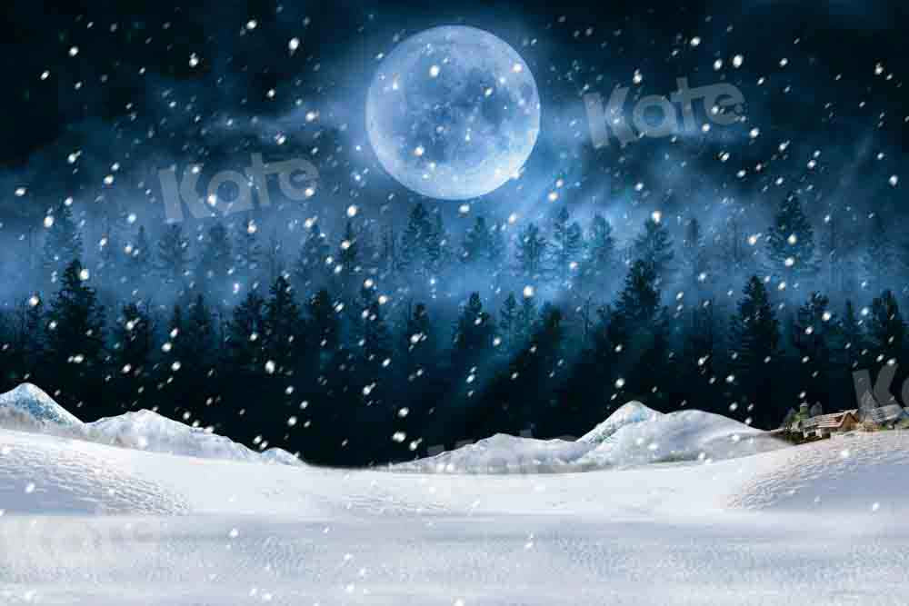 Kate Winter Night Snow Backdrop Designed by Chain Photography