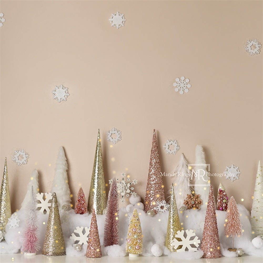 Kate Winter Wonderland Trees Backdrop New Year Pink Gold Designed by Mandy Ringe Photography