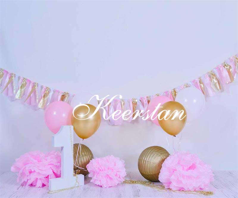 Kate 1st Birthday Balloons and Banners Backdrop for Photography Designed by Keerstan Jessop