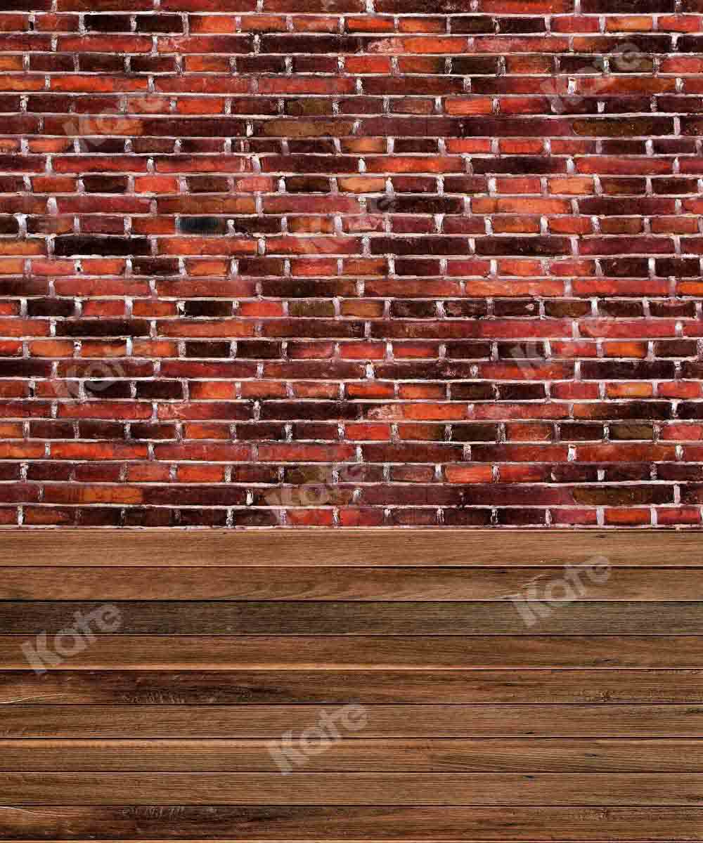 Kate Abstract Wooden Planks Backdrop Brick Wall Splicing Designed by Chain Photography