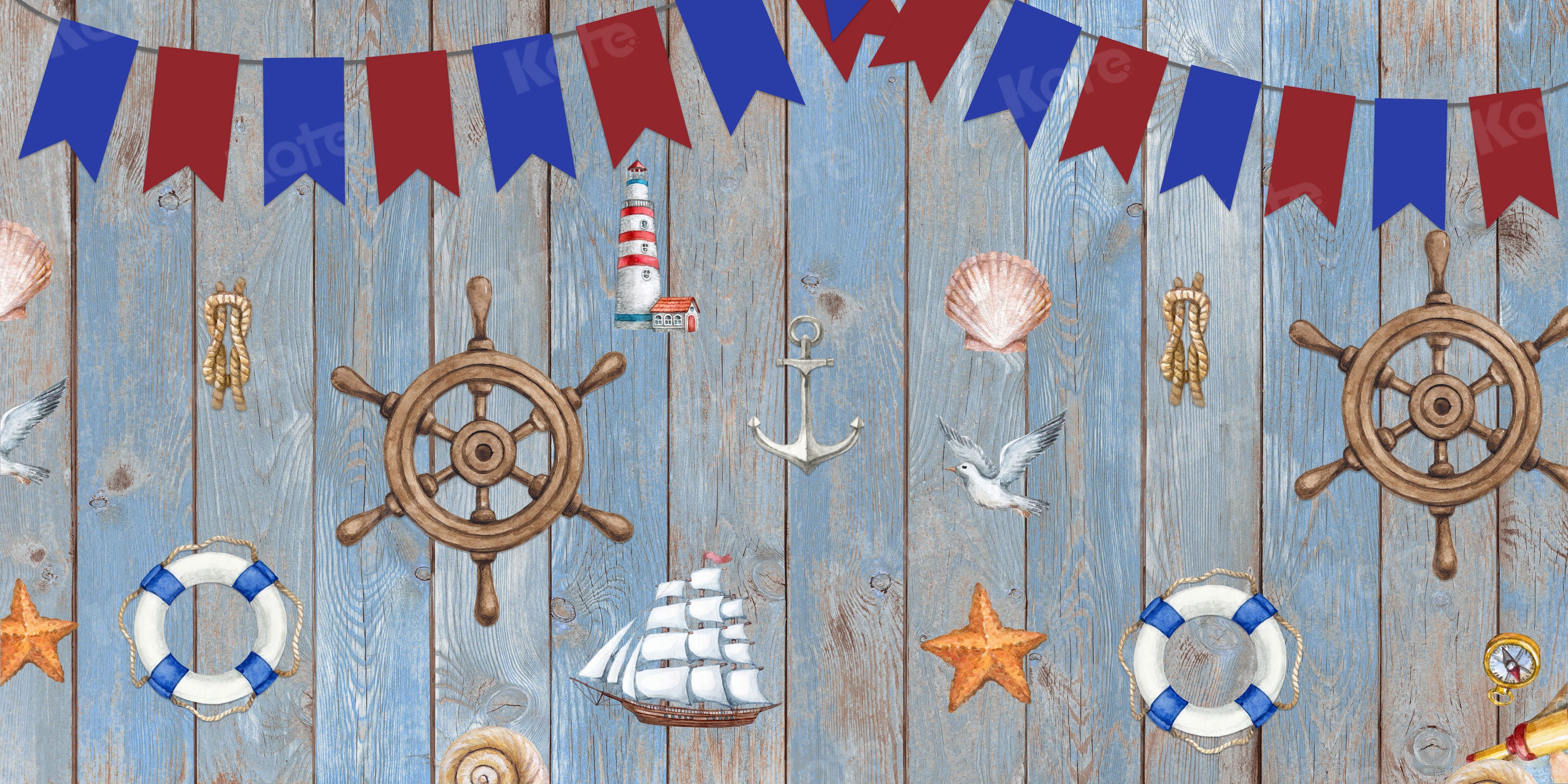 Kate Adventure Nautical Sailor Children Backdrop for Photography Designed by JFCC