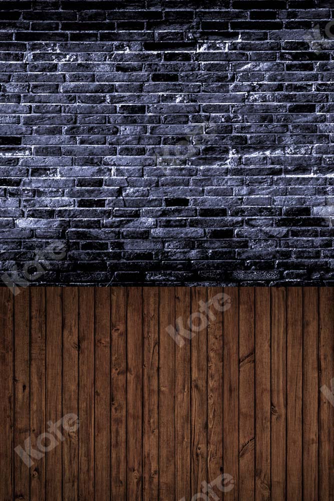 Kate Black Brick Wall Backdrop Plank Stitching Designed by Chain Photography