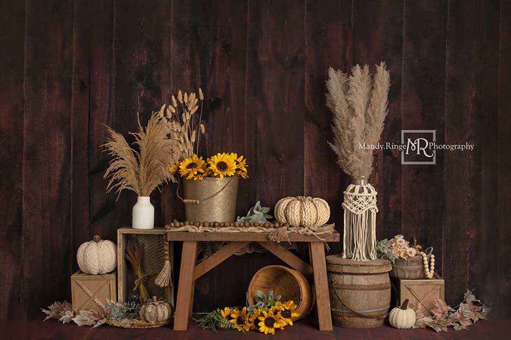 Rustic Autumn Harvest Wood Backdrop
