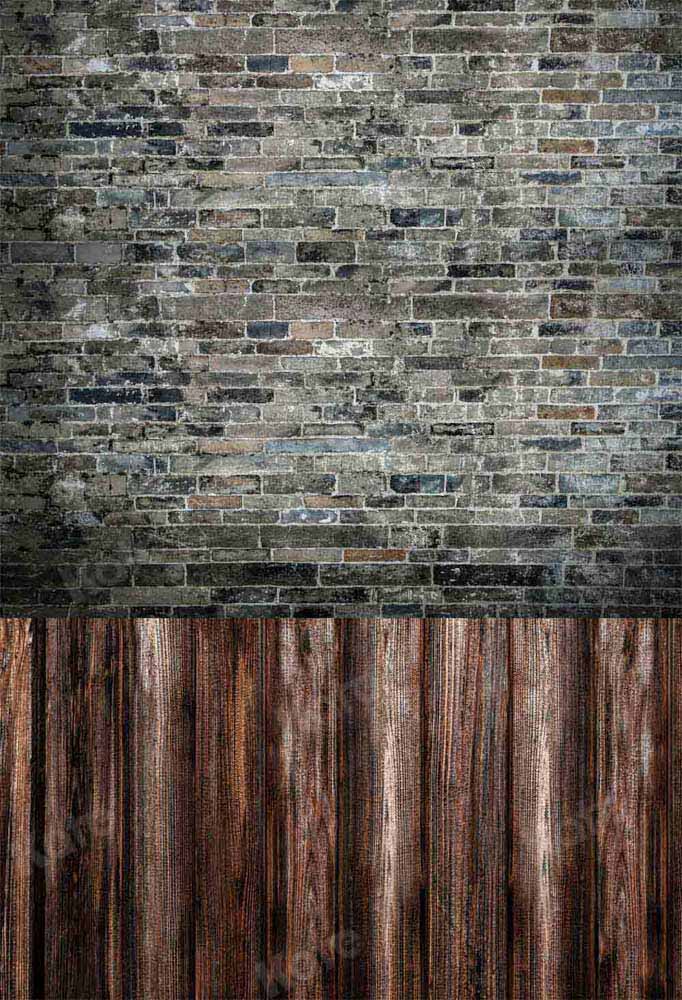 Kate Brick Wall Backdrop Wood Board Splicing Designed by Chain Photography