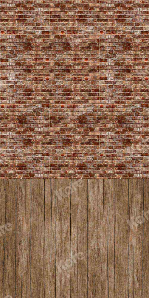 Kate Brick Wall Backdrop Wood Grain Splicing Designed by Chain Photography