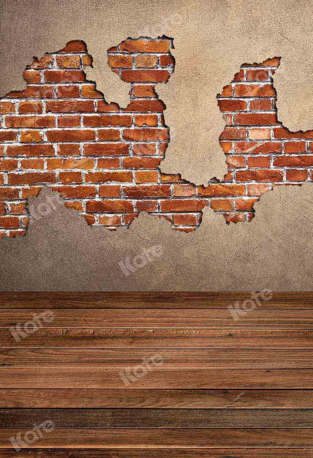 Kate Brick Wall Backdrop Wood Grain Stitching Designed by Chain Photography