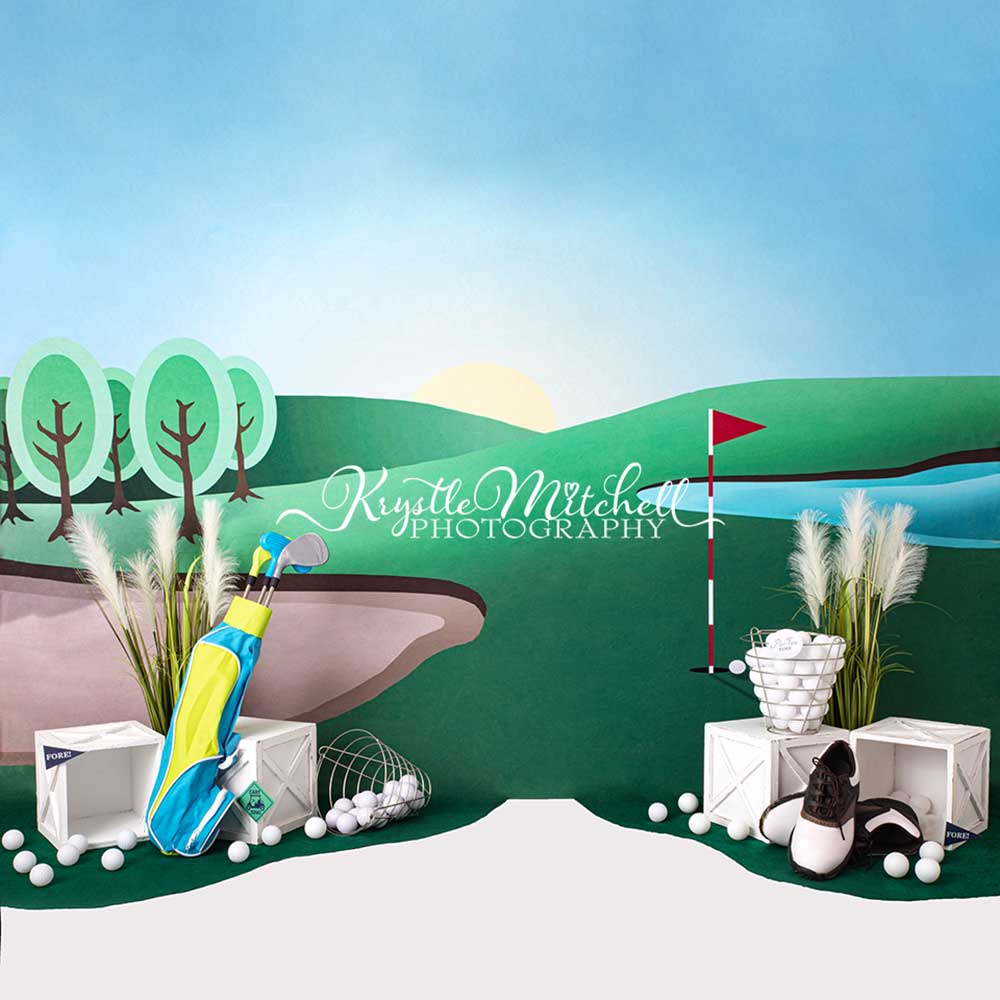 RTS Kate 7x5ft Cake Smash Backdrop Golf Hole Party Designed By Krystle Mitchell Photography