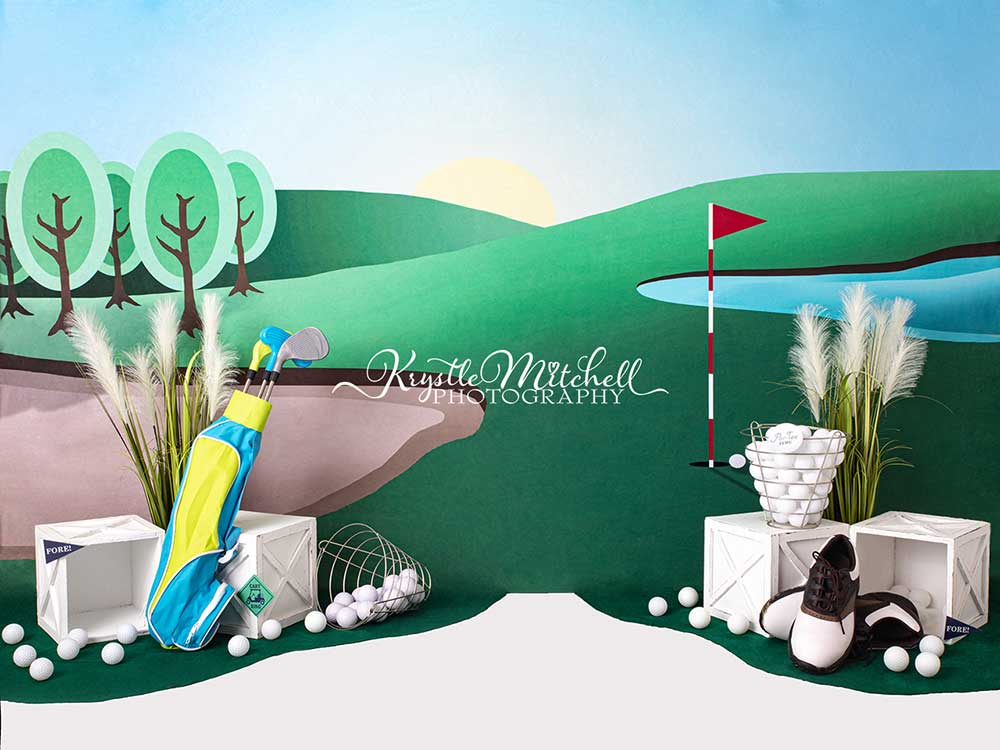 Kate 7x5ft Cake Smash Backdrop Golf Hole Party (only ship to Canada)