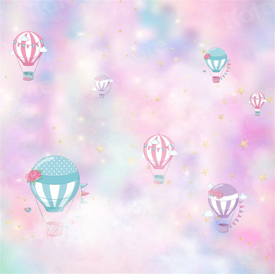 Kate Cake Smash Backdrop Pink Clouds Hot Air Balloons Designed By JFCC
