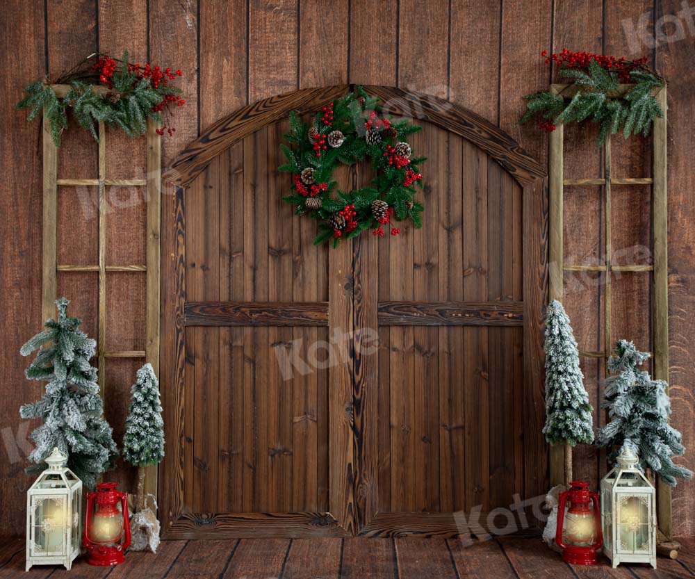 Kate Chalet Christmas Backdrop Barn Door Designed by Emetselch