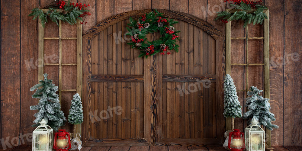 Kate Chalet Christmas Backdrop Barn Door Designed by Emetselch