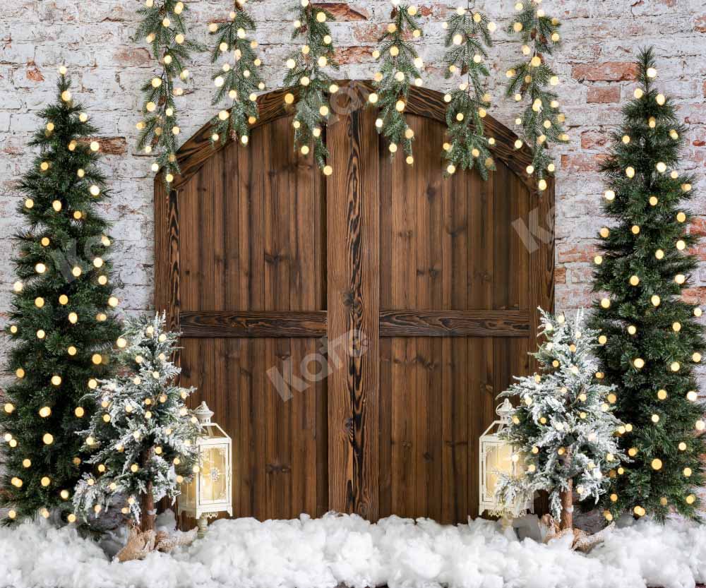 RTS Kate Christmas Backdrop Winter Brick Wall Barn Door Designed by Emetselch