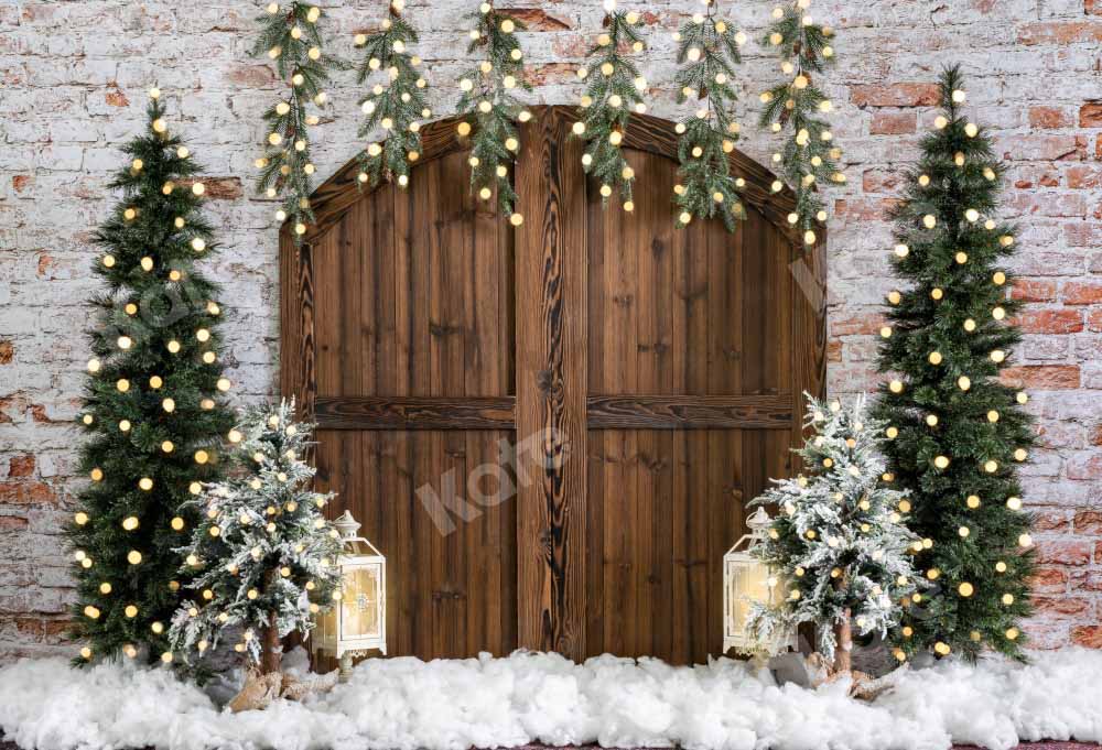 RTS Kate Christmas Backdrop Winter Brick Wall Barn Door Designed by Emetselch