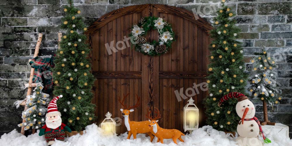 Kate Christmas Brick Wall Backdrop Barn Door Designed by Emetselch