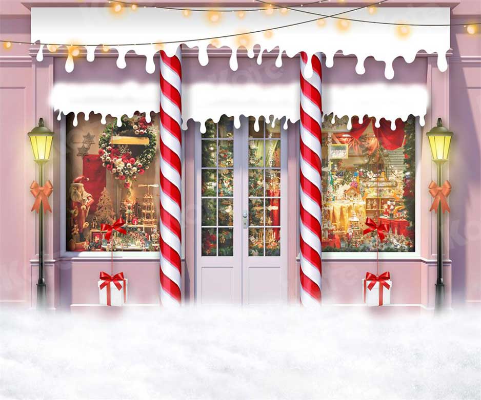 Kate Christmas Candy Backdrop Pink Toy Store for Photography