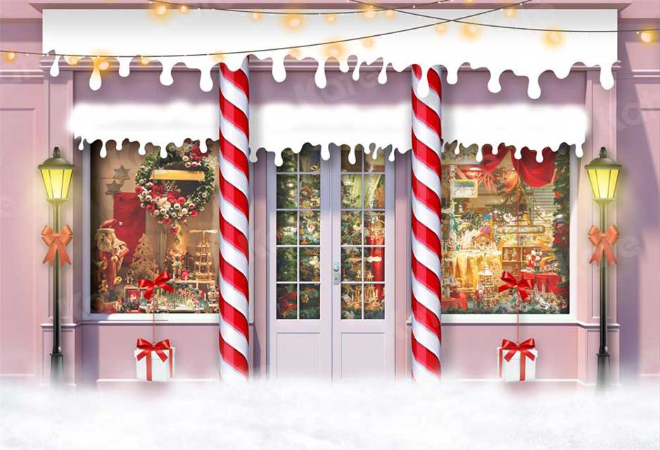 Kate Christmas Candy Backdrop Pink Toy Store for Photography