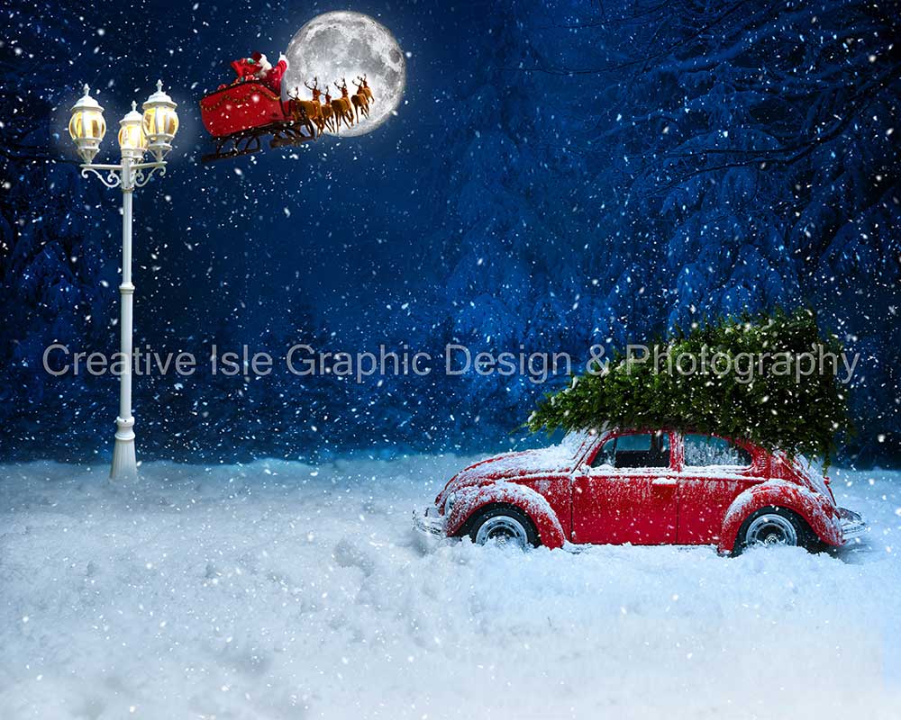 Kate Christmas Car Backdrop Winter Snow Designed by Chrissie Green