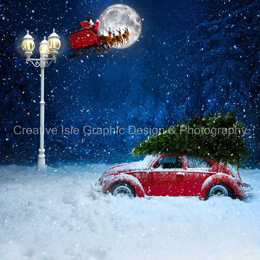 Kate Christmas Car Backdrop Winter Snow Designed by Chrissie Green
