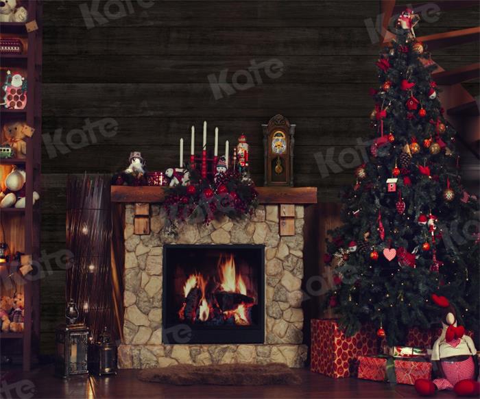 Kate Christmas Gift Tree Backdrop Fireplace for Photography