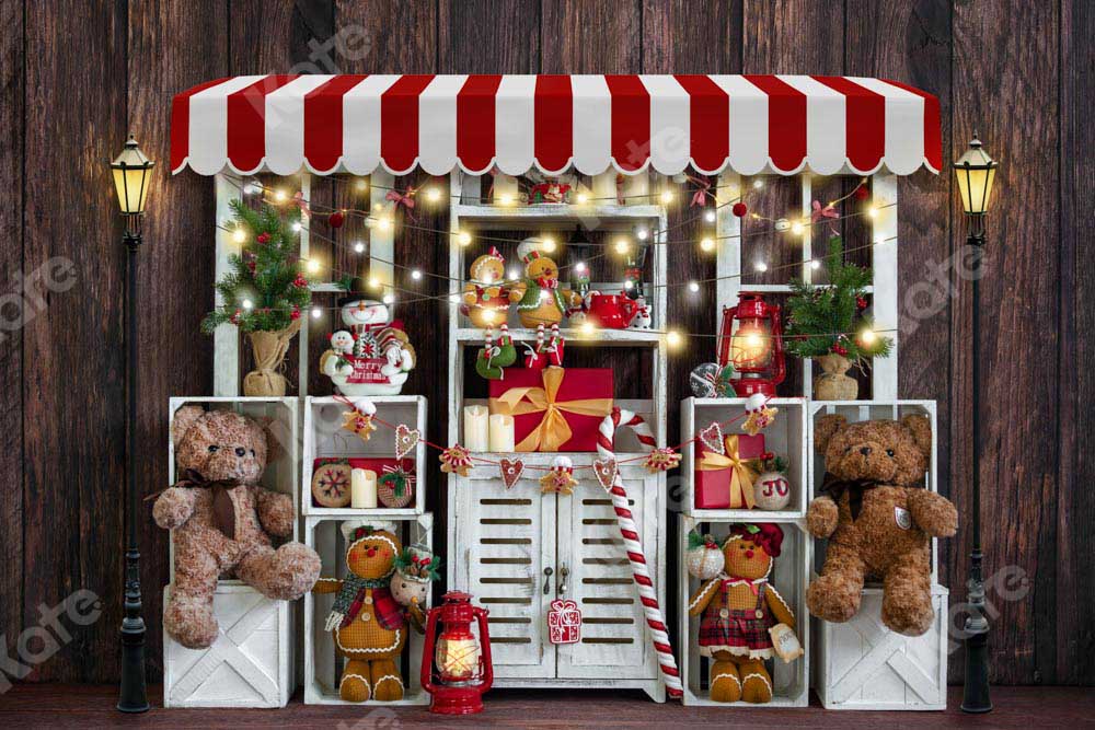 Kate Christmas Bear Shelf Gift Backdrop Designed by Emetselch