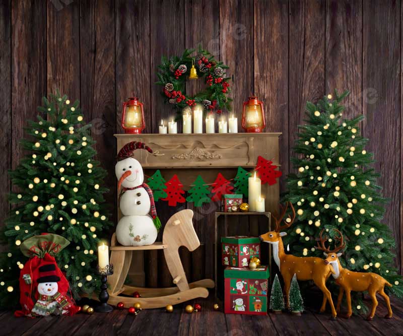 RTS Kate Christmas Snowman Elk Fireplace Backdrop Designed by Emetselch
