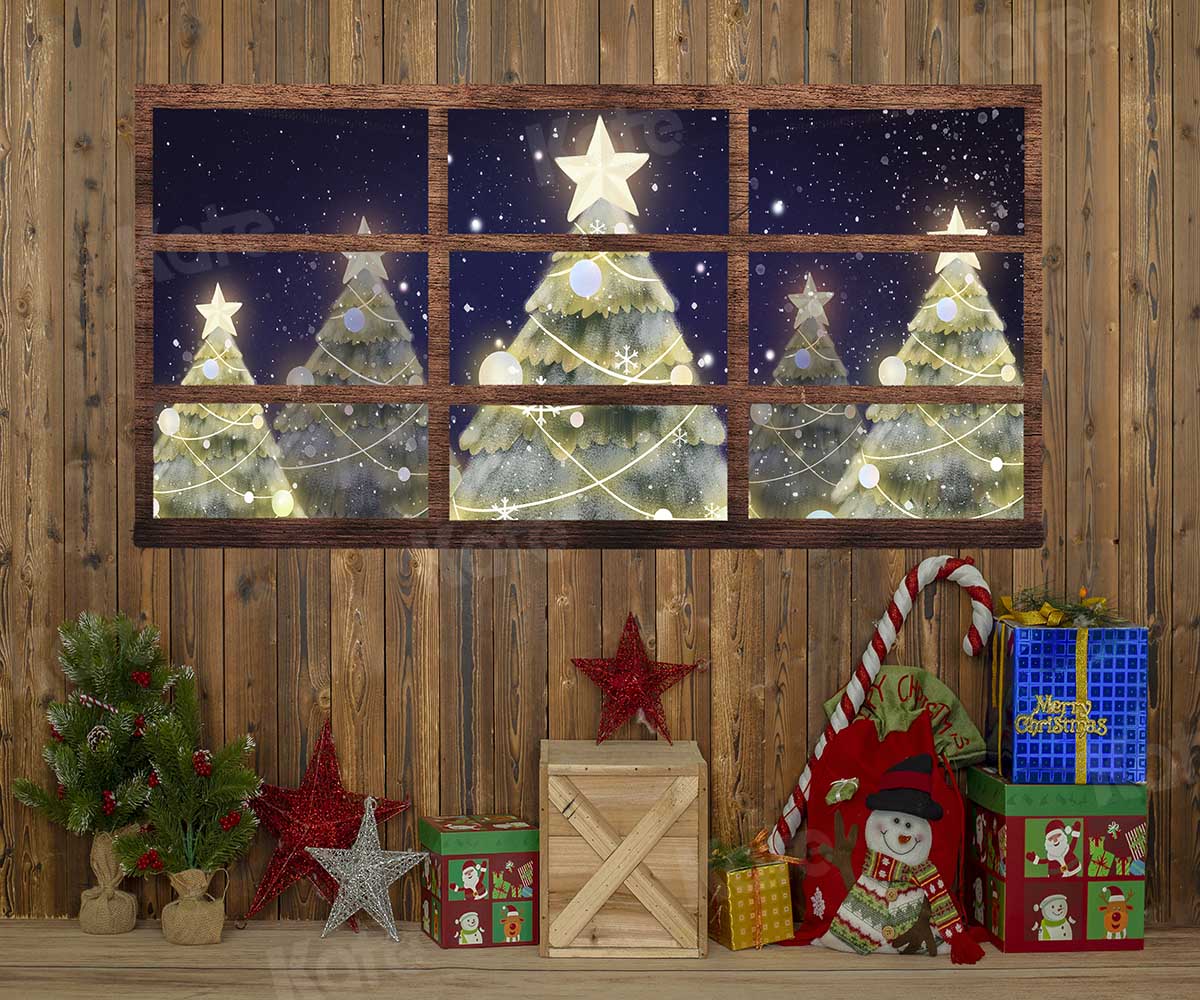 Kate Christmas Gift Star Wood House Backdrop Designed by Emetselch