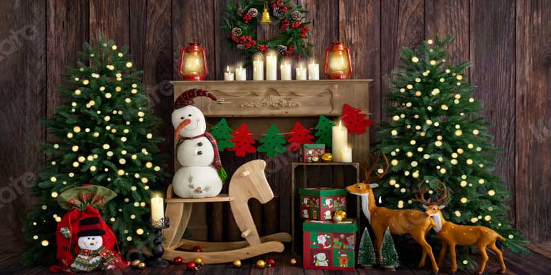 RTS Kate Christmas Snowman Elk Fireplace Backdrop Designed by Emetselch