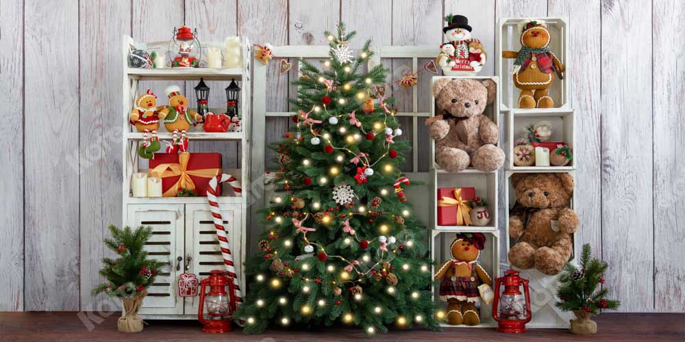 Kate Christmas Gift Shelf Teddy Bear Backdrop Designed by Emetselch