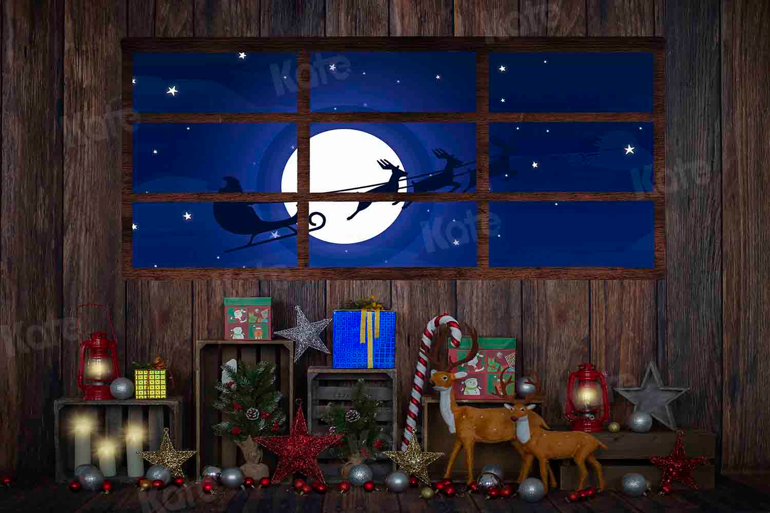 Kate Christmas Gift Star Night Backdrop Designed by Emetselch