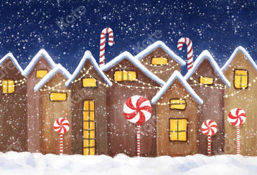 Kate Christmas Gingerbread House Snow Backdrop Designed by GQ