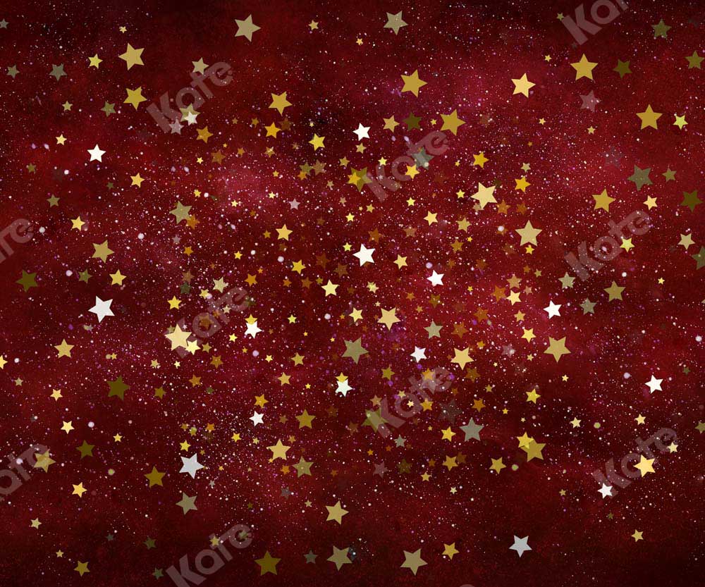 Kate Christmas Red Maroon Stars Backdrop Designed by Chain Photography