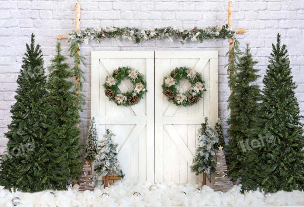 Kate Christmas Tree Backdrop White Barn Door Designed by Emetselch
