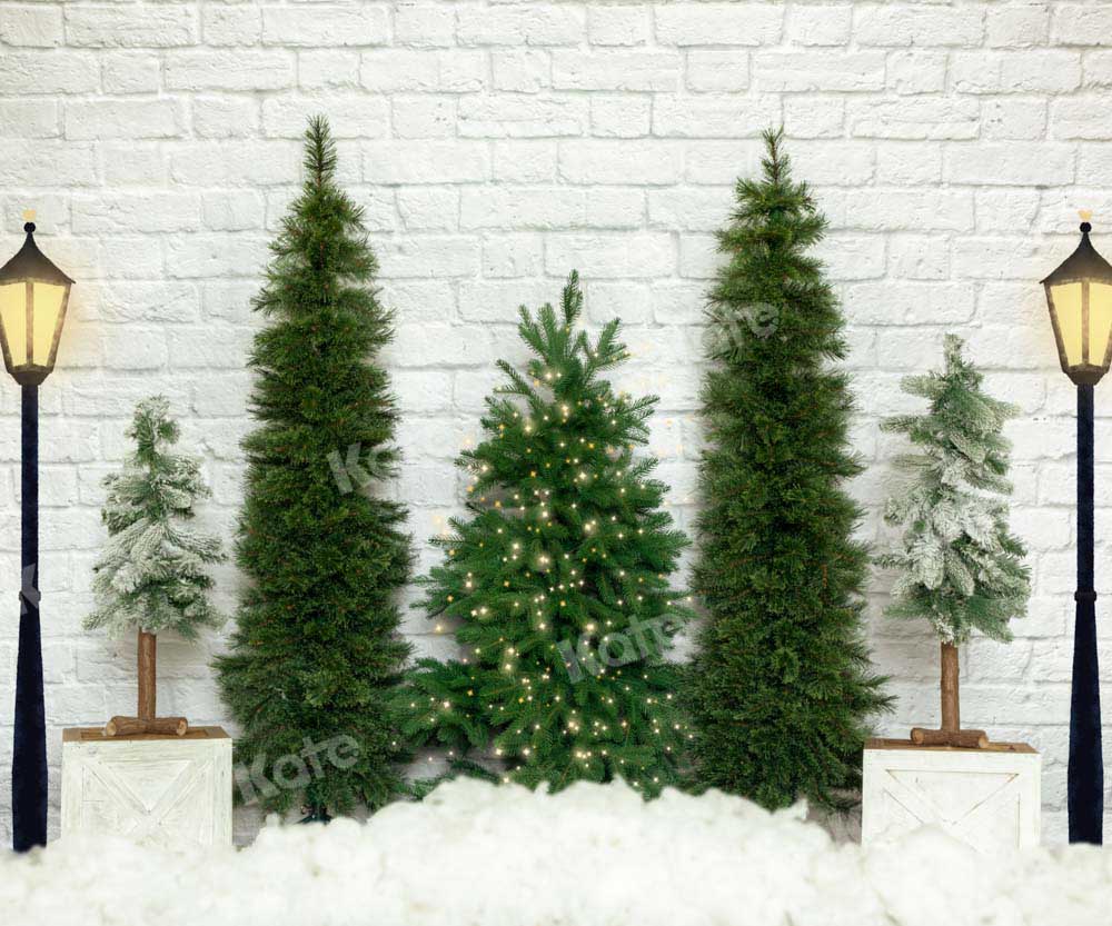 Kate Christmas Tree Backdrop White Wall Snow Designed by Emetselch