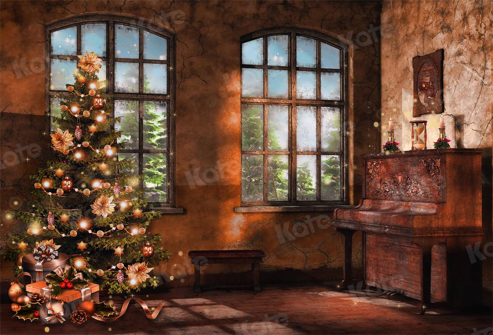 Kate Christmas Tree Photography Backdrop Piano Photo Background - Katebackdrop