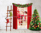 Kate Christmas Tree Window Backdrop Snowman for Photography