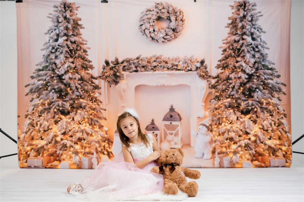 Kate Christmas White Fireplace Backdrop for Photography