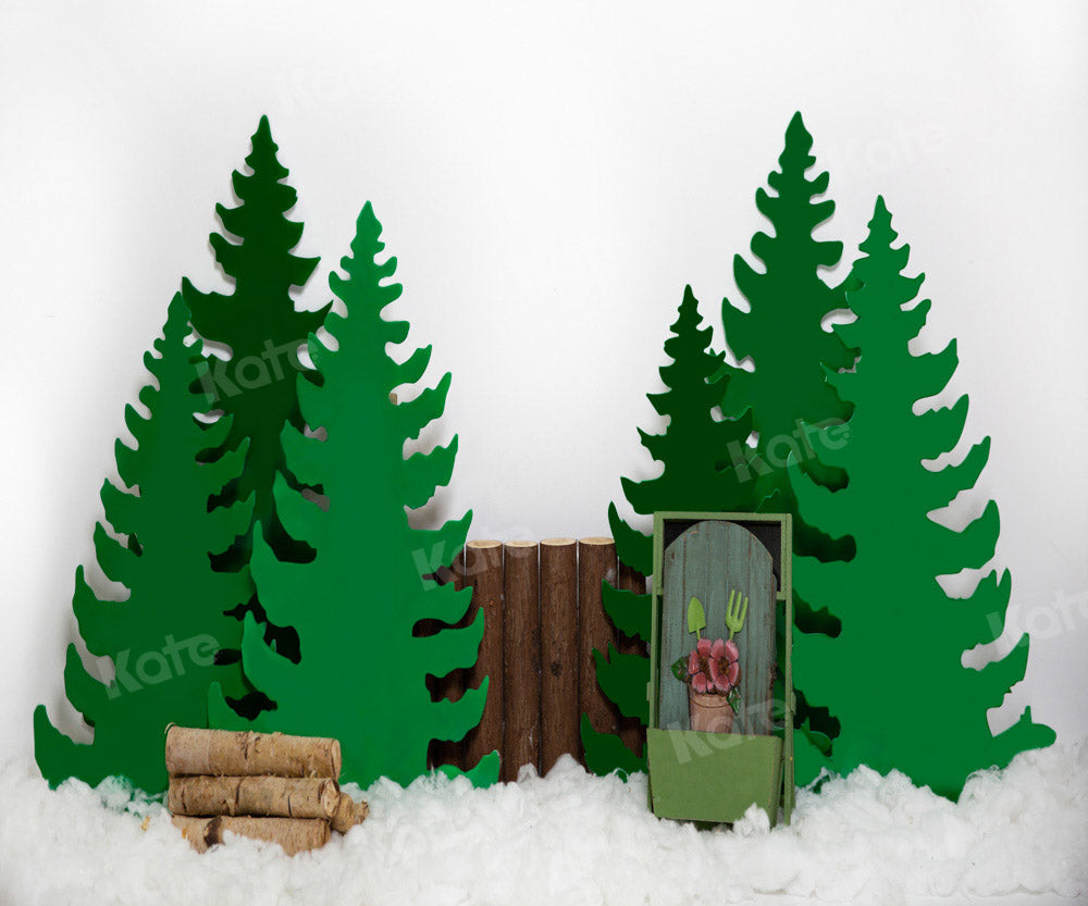 Kate Christmas Woods Backdrop Winter Snow Designed by Emetselch