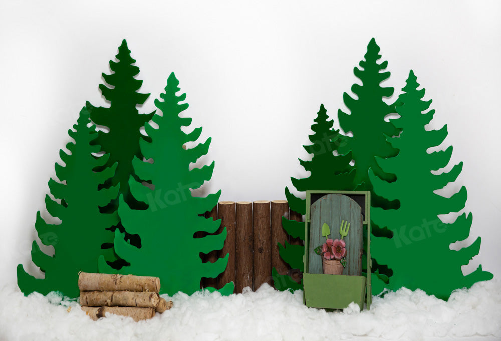 Kate Christmas Woods Backdrop Winter Snow Designed by Emetselch