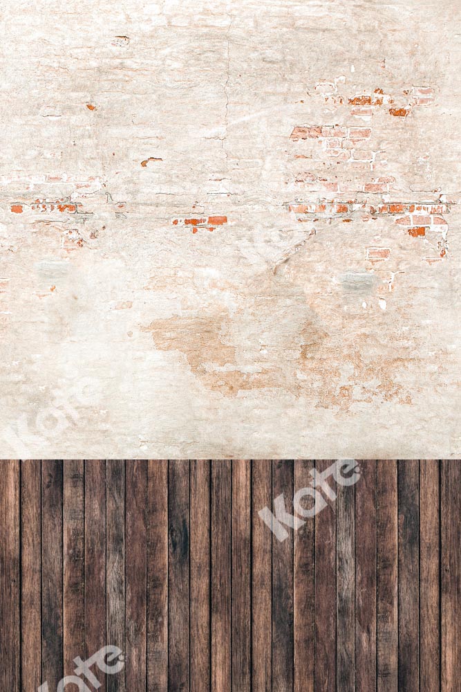 Kate Cracked Brick Wall Backdrop Plank Stitching Designed by Chain Photography