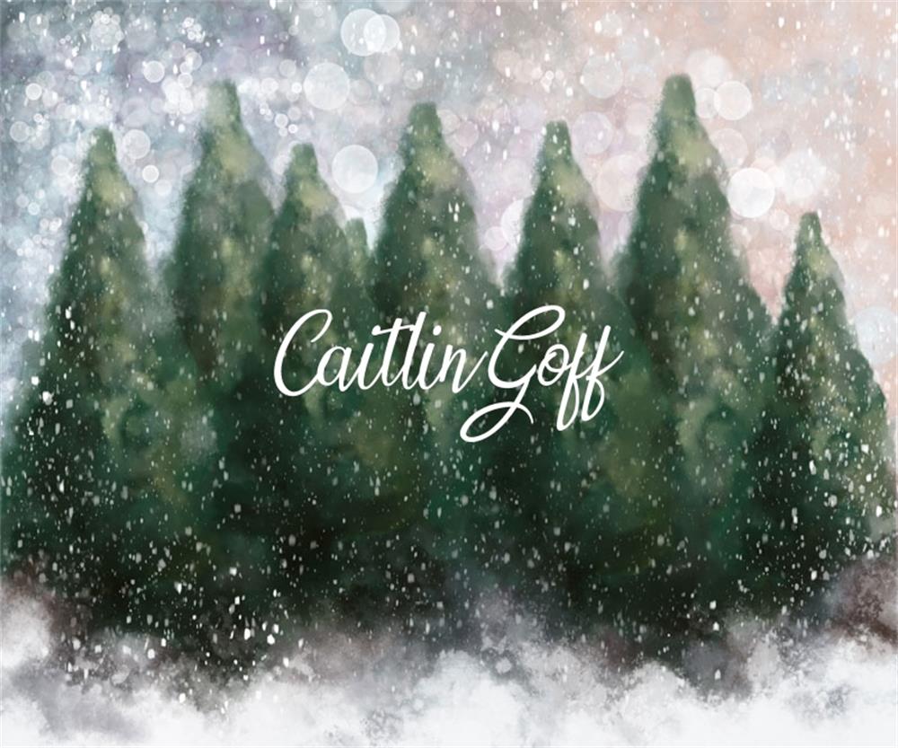 Kate Dazzling Winter Snowy Forest Backdrop for Photography Designed by Modest Brushes
