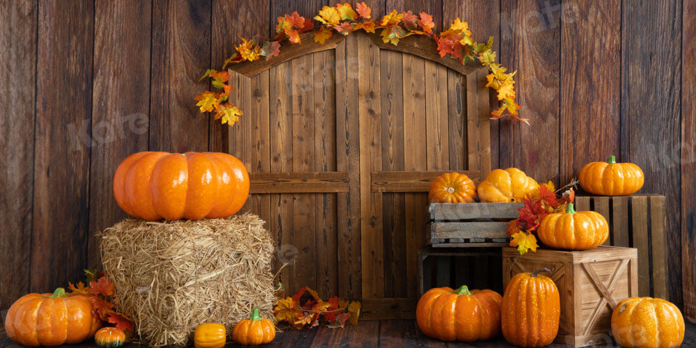 Kate Fall Barn Door Backdrop Pumpkin Designed by Emetselch