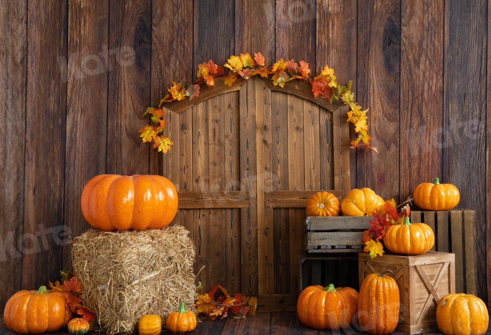 Kate Fall Barn Door Backdrop Pumpkin Designed by Emetselch