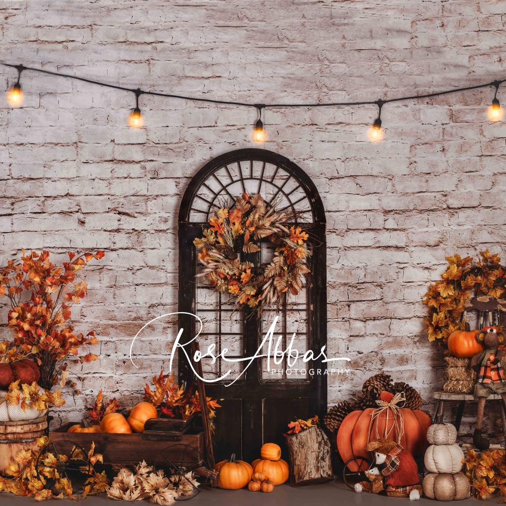 Kate Fall Door Pumpkin Backdrop leaves Lamp Designed By Rose Abbas